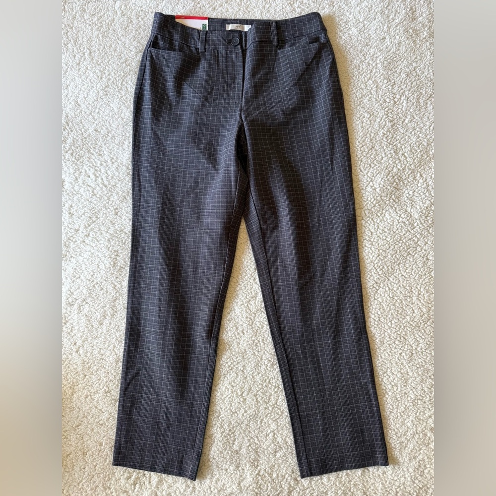 Up! Women's Dress Pants Grey/Black with White Check Pattern Size 8 New with Tags